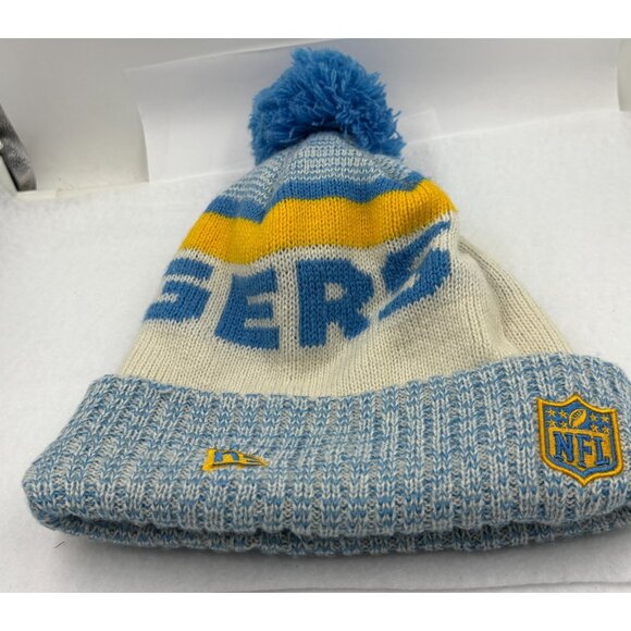 NFL New Era Los Angeles Chargers Knit Beanie Pom Hat Blue Yellow Winter Cap - Picture 3 of 8
